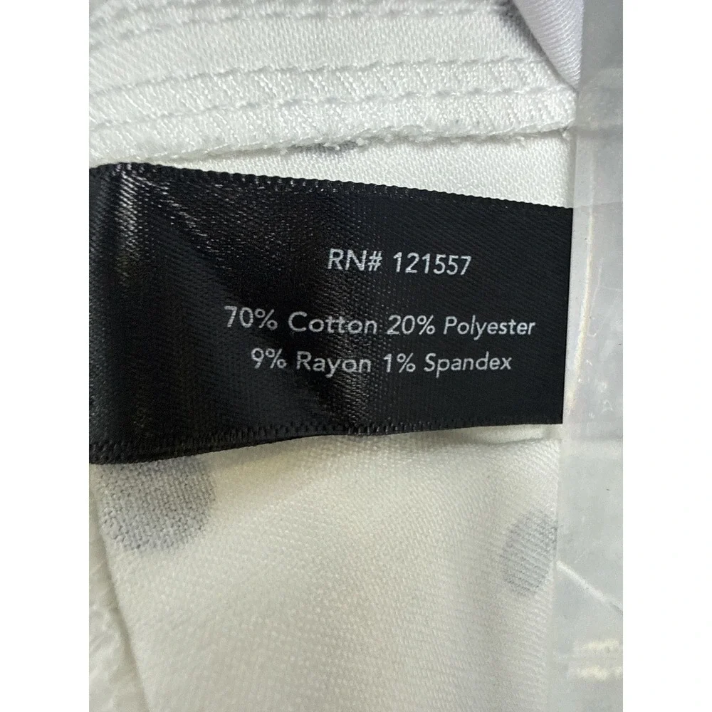 Boston Proper Polka Dot Skirt Womens 8 White Good Denim Mini Quiet Luxury
